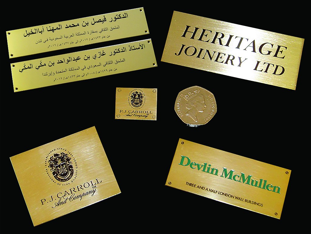 Selection of bespoke engraved items produced by Furnells